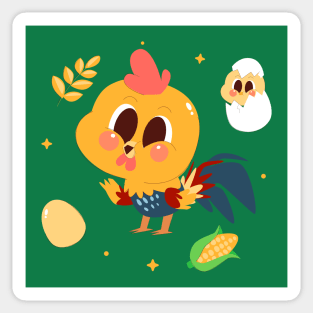 Rooster Hand Drawn Cartoon Sticker